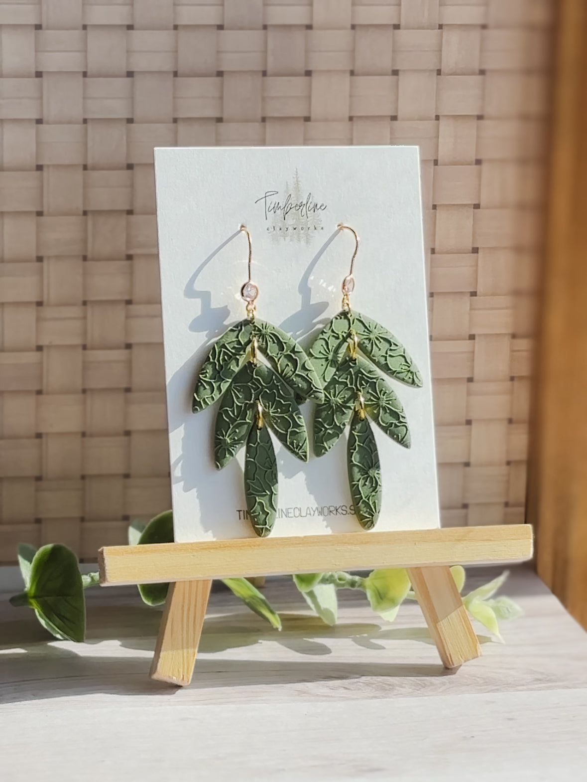 Floral Green Drop Dangles