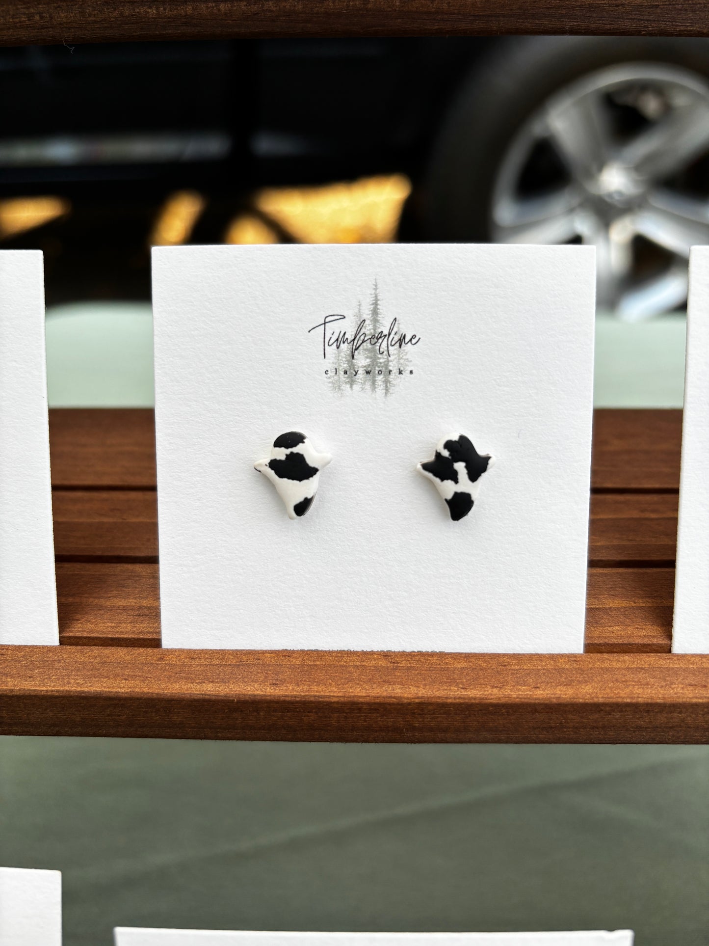Cow Print Ghost Studs