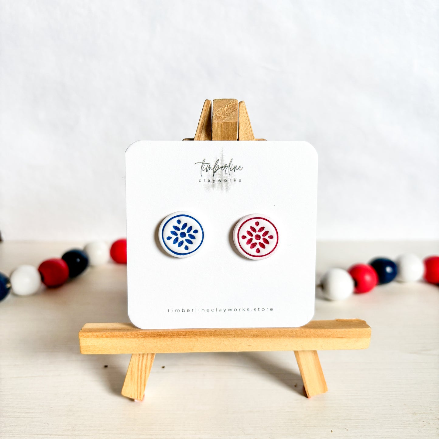 Blue and Red Button Studs