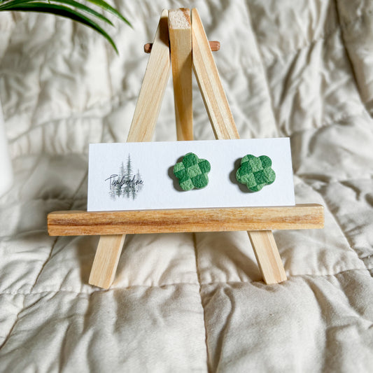 Checkered Flower Studs