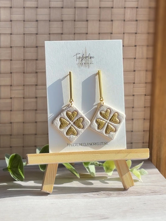 Neutral and Gold Shamrock Dangle