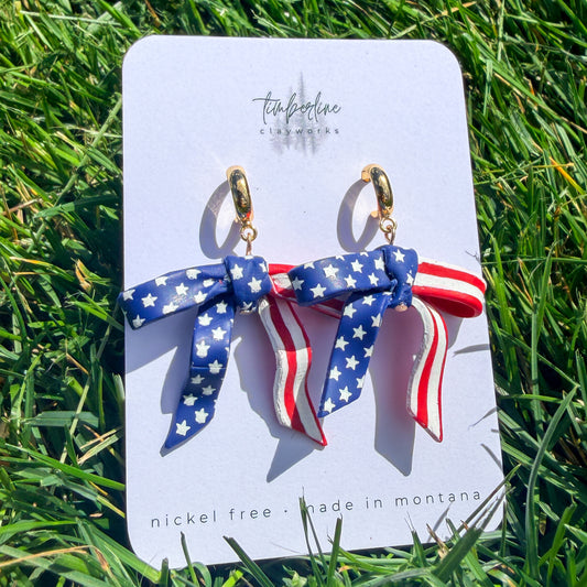 Americana Ribbon Bow Dangle