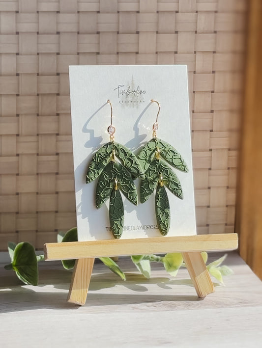 Floral Green Drop Dangles