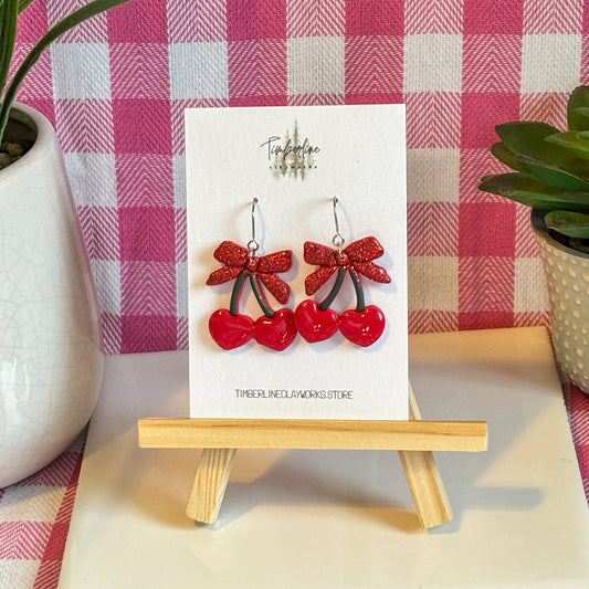 Cherry Bow Dangles