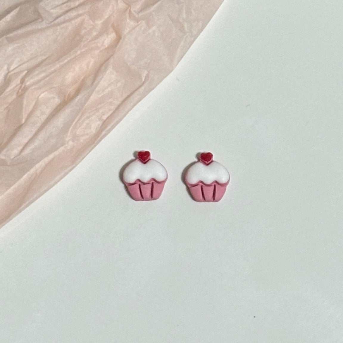 Cupcake Heart Studs